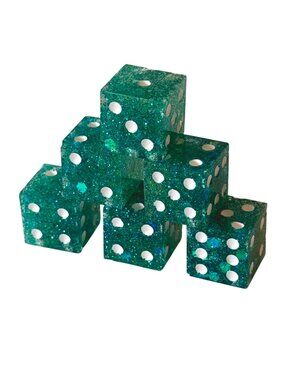 Resin Dice Set 6pcs - Mermaid Sparkles Teal - Handmade Replacement Dice Games